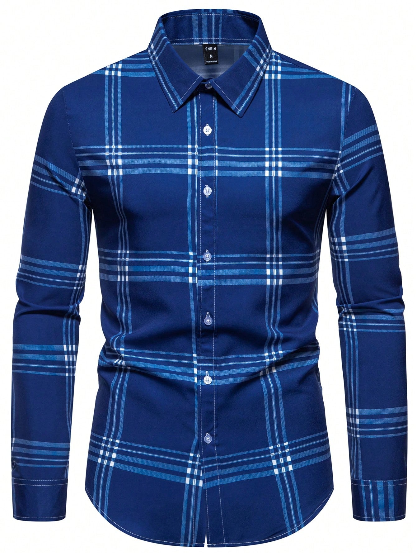 Chic Plaid Print Graphic Collar Shirt for Men - Perfect Casual Look for Any Outing