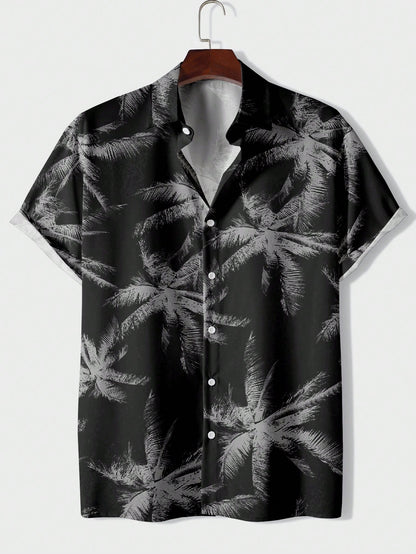 Men's Summer Tropical Print Short Sleeve Shirt - Stylish Beach Ready Attire