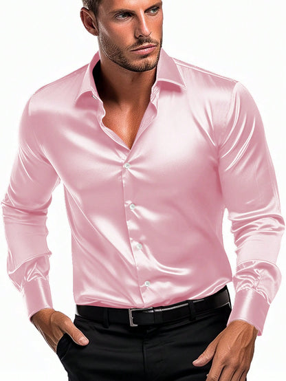 Classic Men's Solid Button-Up Shirt - Timeless Style and Versatile Comfort