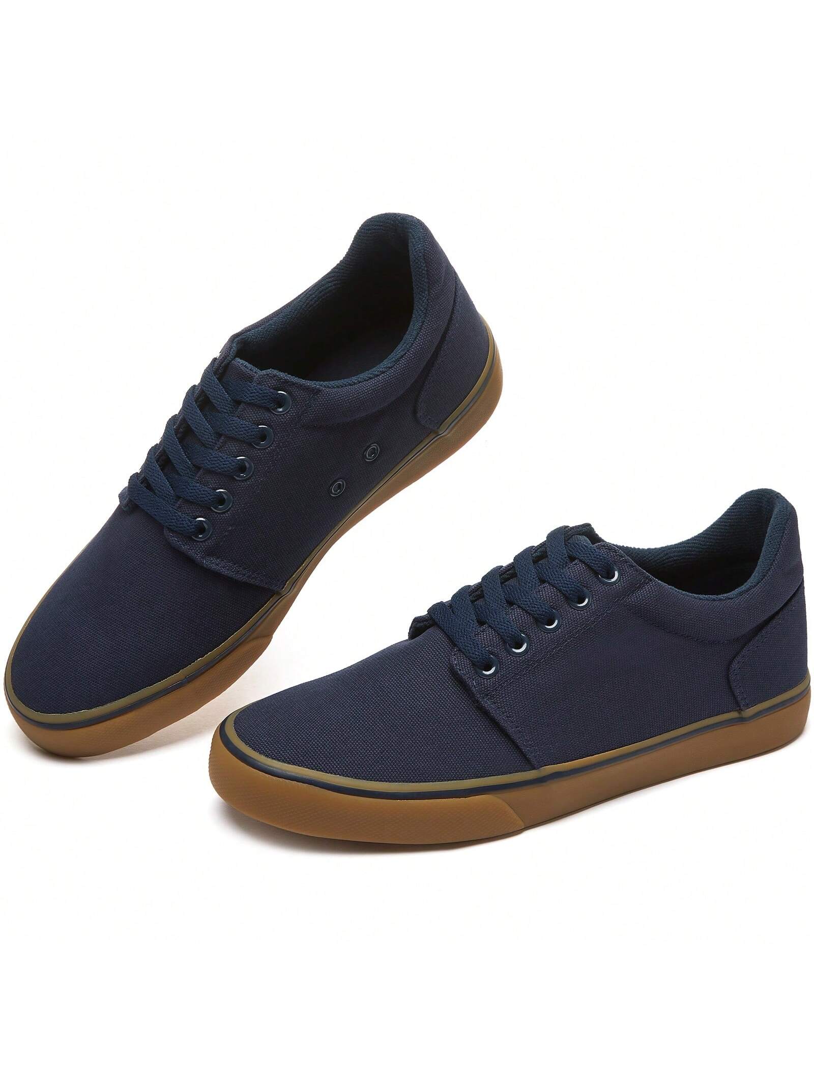 Men's Classic Canvas Sneakers: Comfortable Low-Top Lace-Up Navy Blue