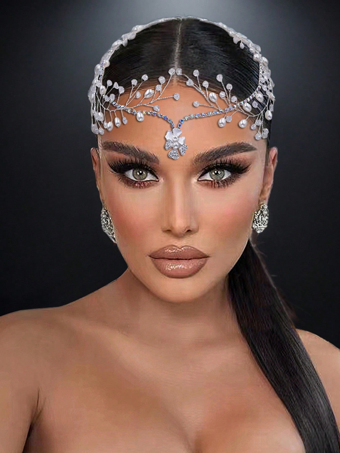 Elegant Crystal Rhinestone Bridal Forehead band one-size one-size-