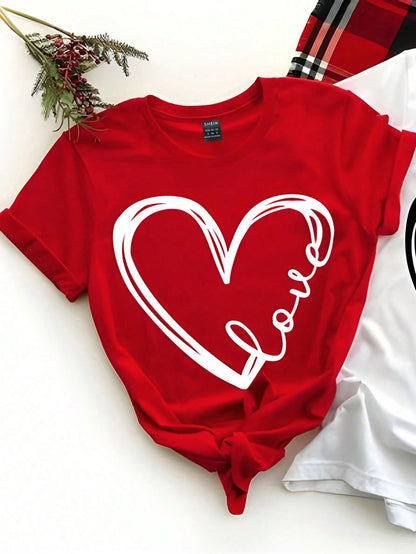 Chic & Comfy: Girls' Casual Valentine’s Day Red T-Shirt - Perfect for Every Occasion!