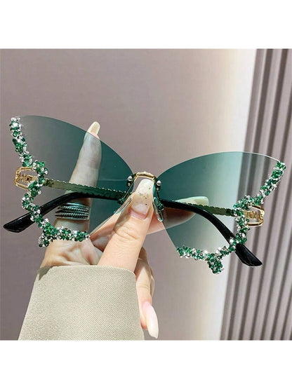 Chic Rhinestone-Embellished Butterfly Sunglasses for Effortless Elegance