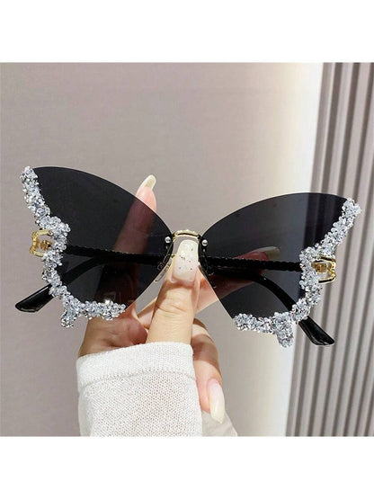 Chic Rhinestone-Embellished Butterfly Sunglasses for Effortless Elegance