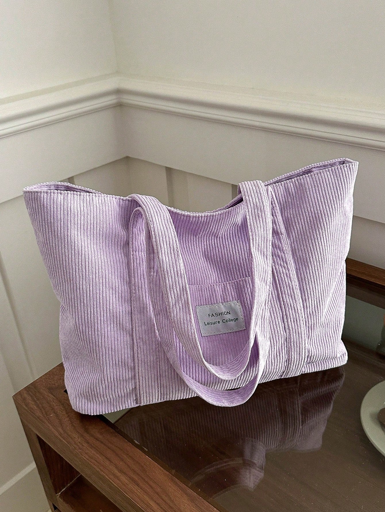 Spacious Corduroy Tote Bag – Perfect for Fall & Winter Adventures! Black / one-size Beige / one-size 