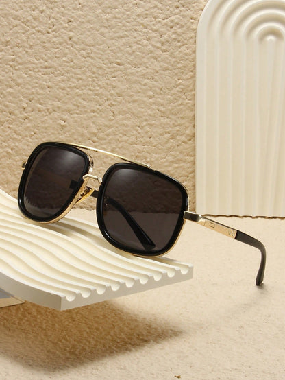 Stylish Men's 2-Piece Gold Frame Sunglasses Set