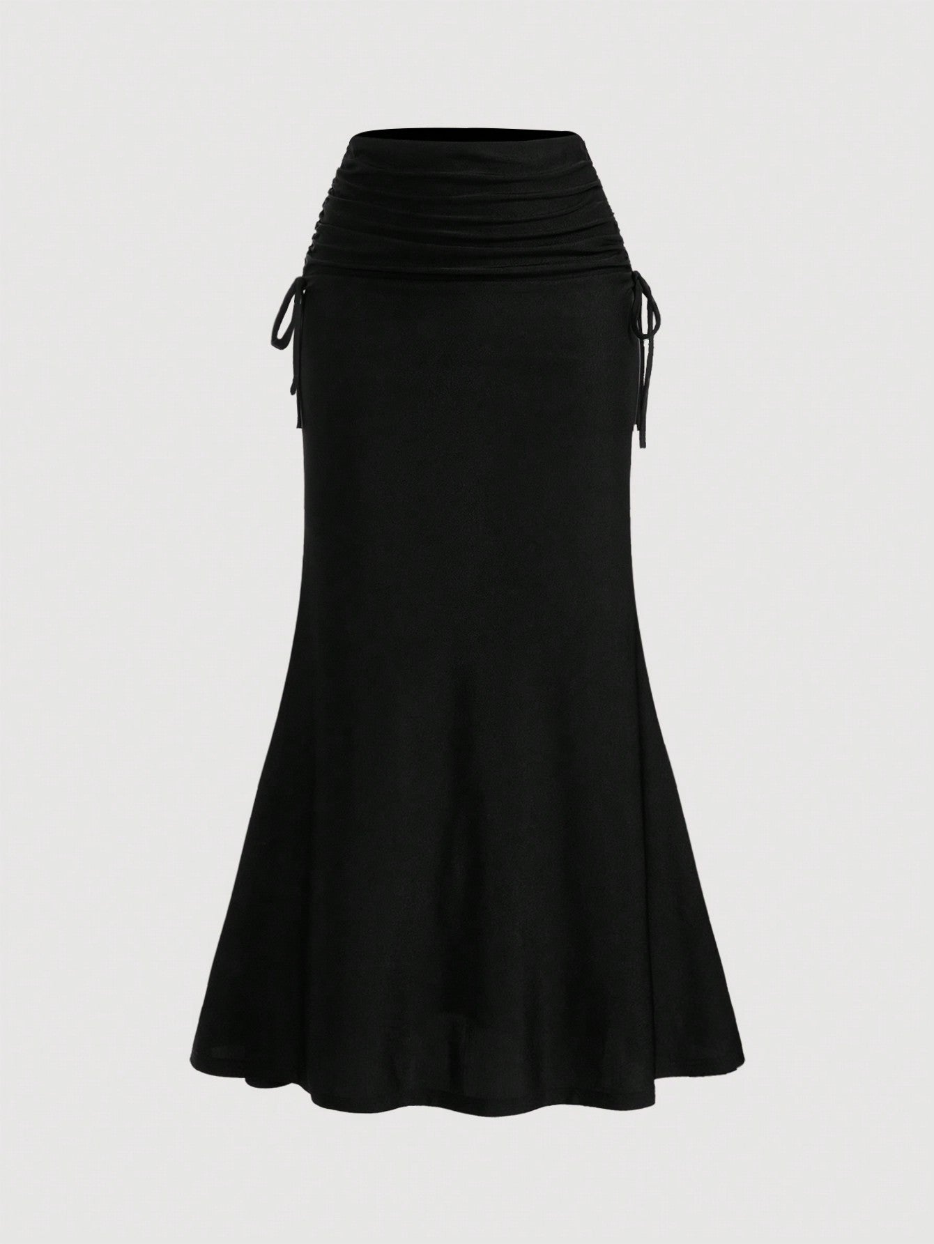 Van Gogh-Inspired Fish Tail Knitted Skirt for Women Black