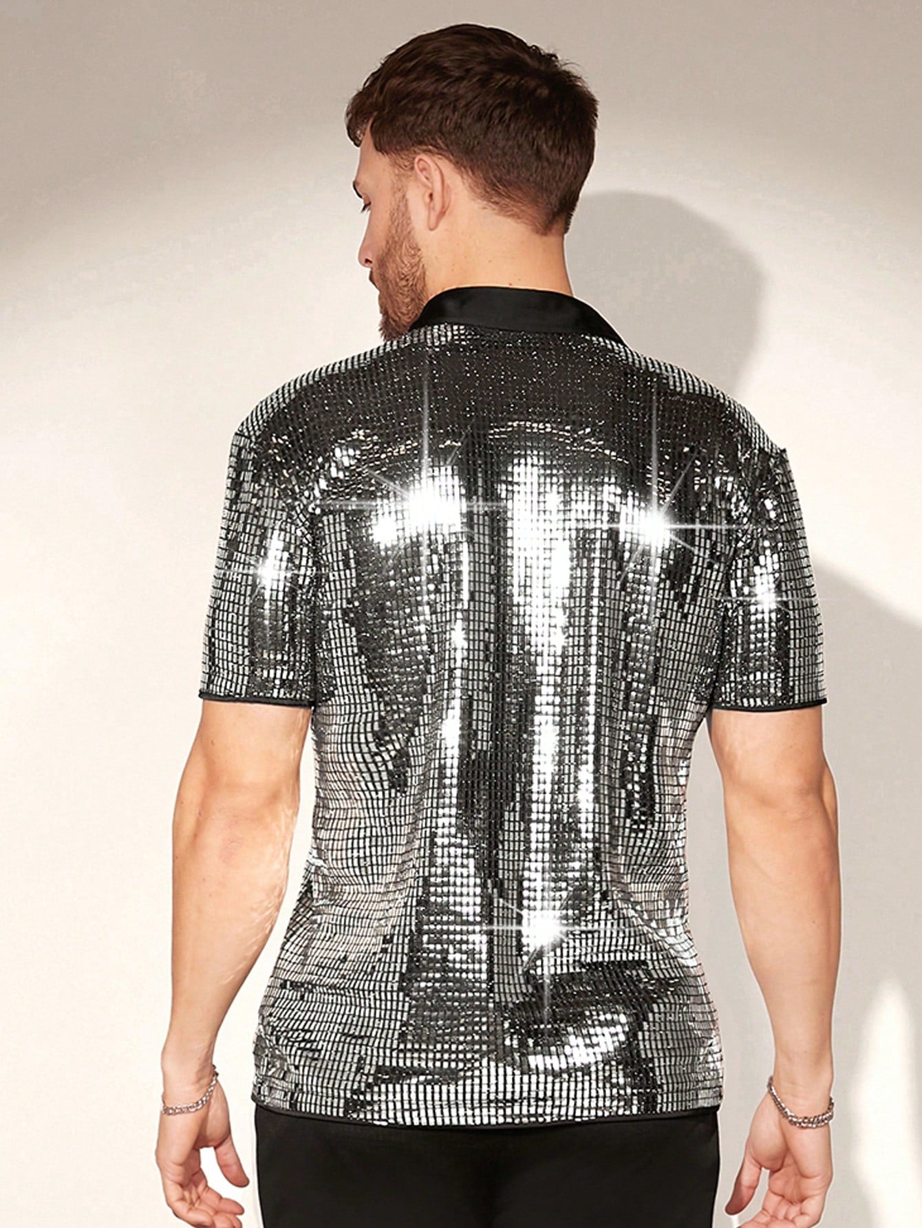 Shimmer & Shine: FeverCity Men's Summer Rave Sequin Party Shirt