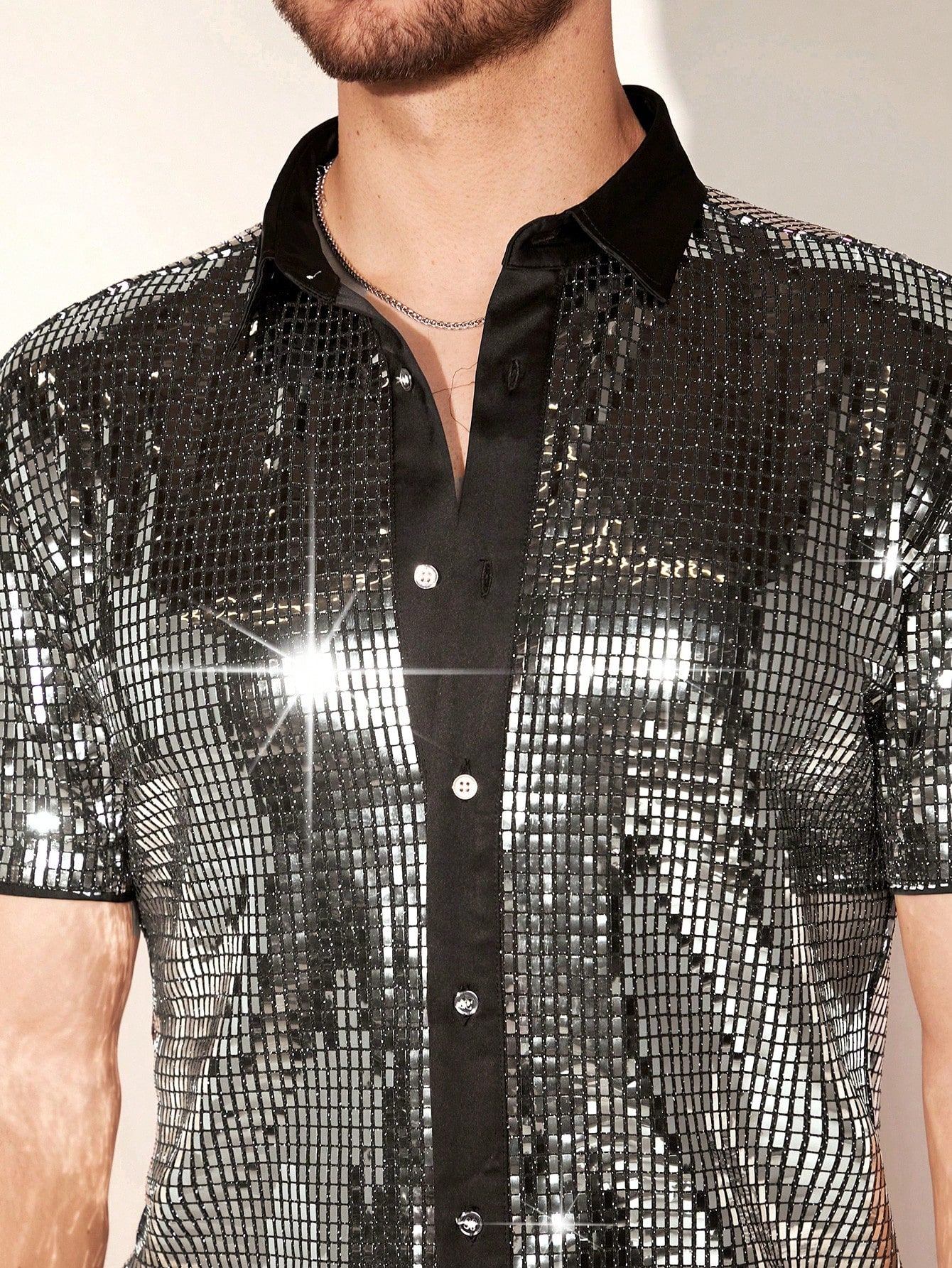 Shimmer & Shine: FeverCity Men's Summer Rave Sequin Party Shirt