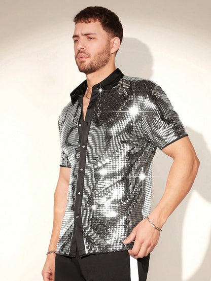 Shimmer & Shine: FeverCity Men's Summer Rave Sequin Party Shirt