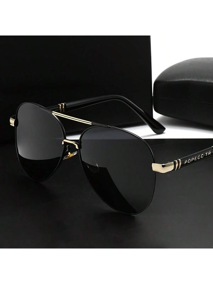 Elevate Your Look: Luxury Polarized Men's Fashion Glasses - Vintage Black Shades for the Stylish Gent