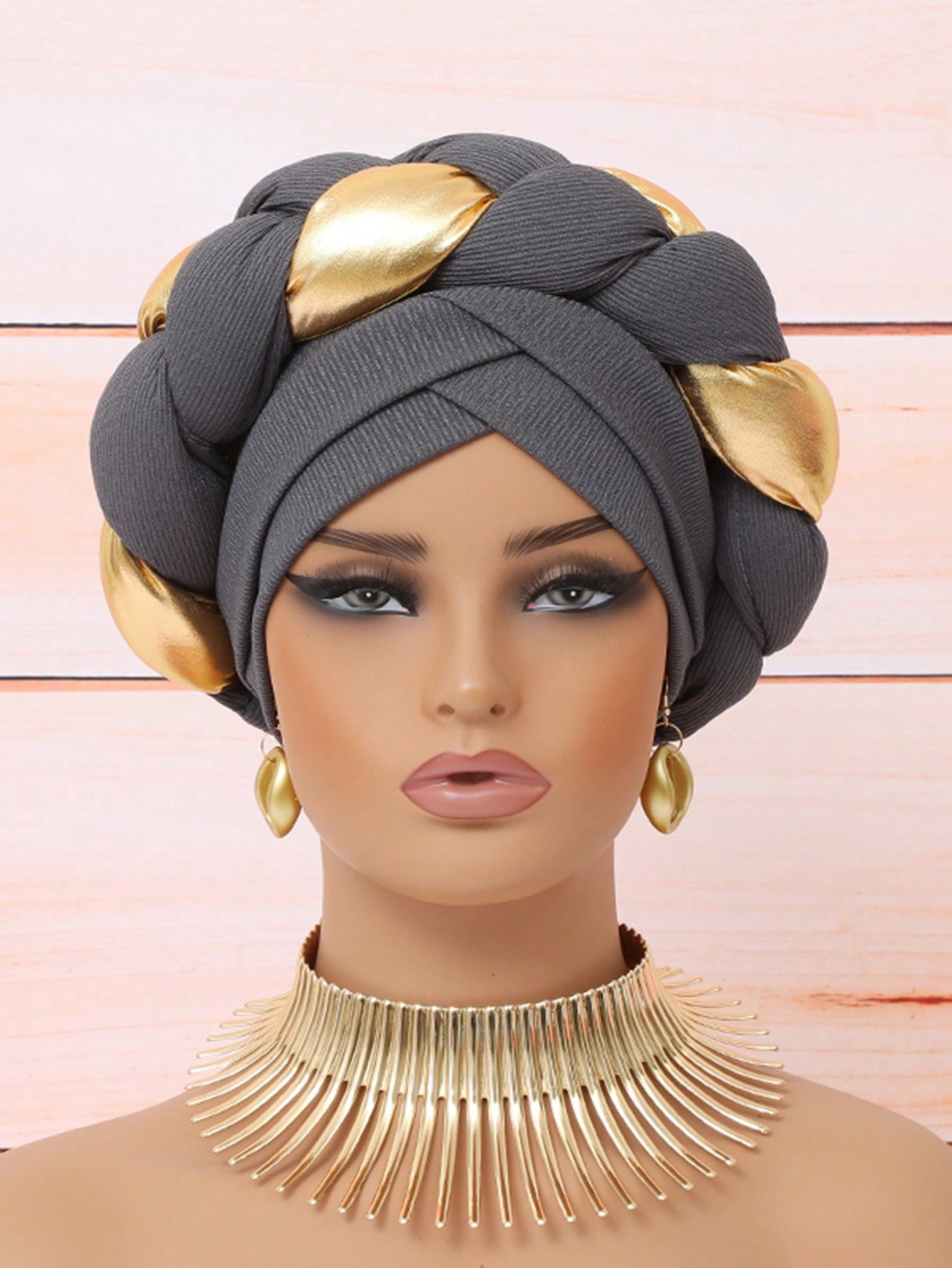 Chic European & American Double-Layer Knitted Hat with Golden Braid one-size / Black one-size / Blue 