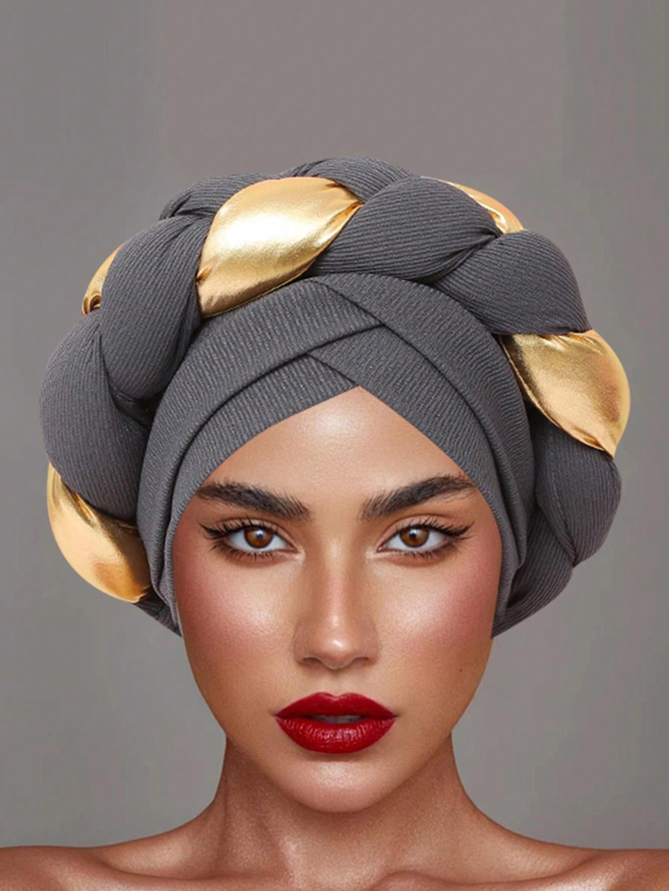 Chic European & American Double-Layer Knitted Hat with Golden Braid one-size / Black one-size / Blue 