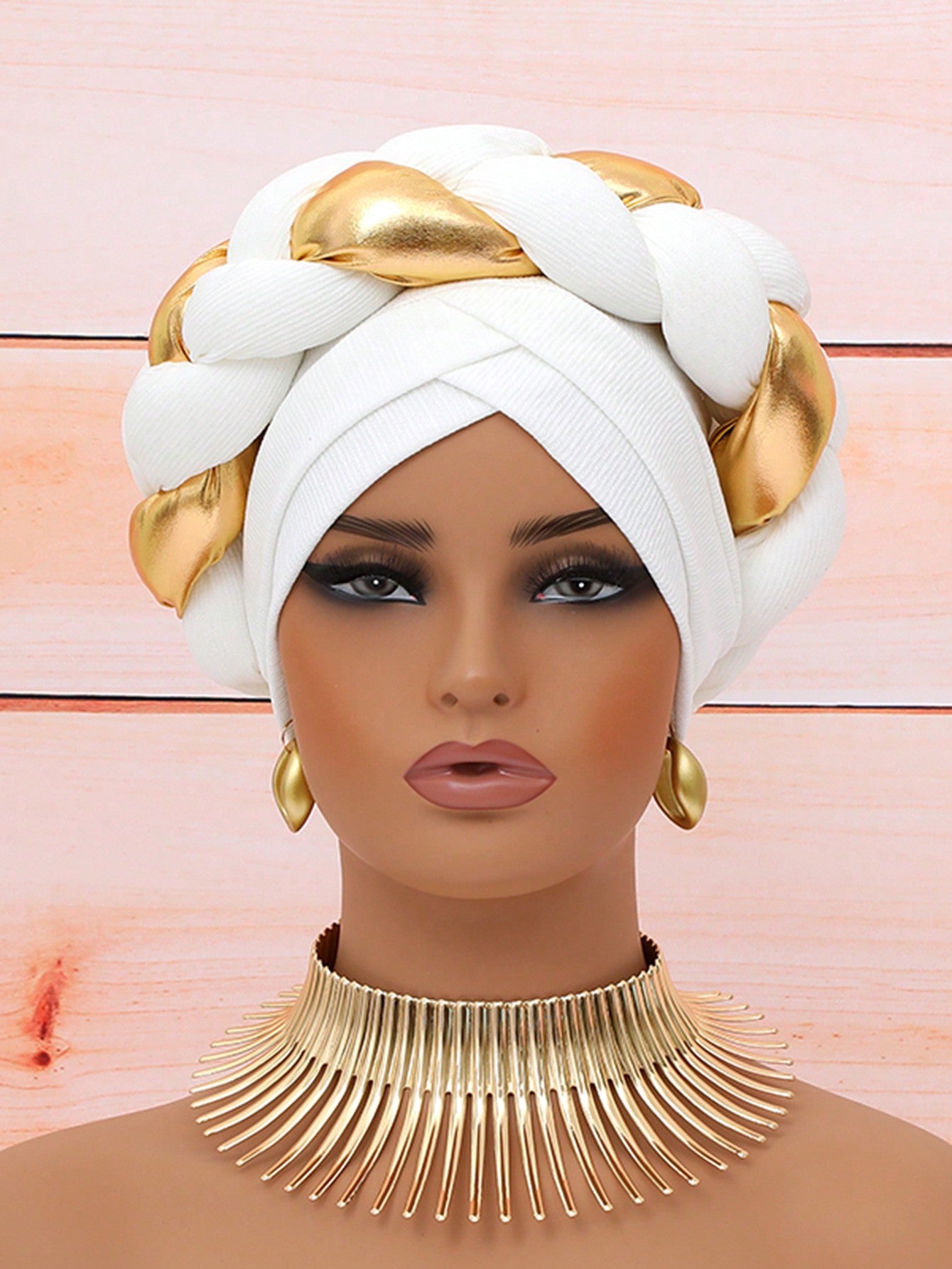 Chic European & American Double-Layer Knitted Hat with Golden Braid one-size / Black one-size / Blue 