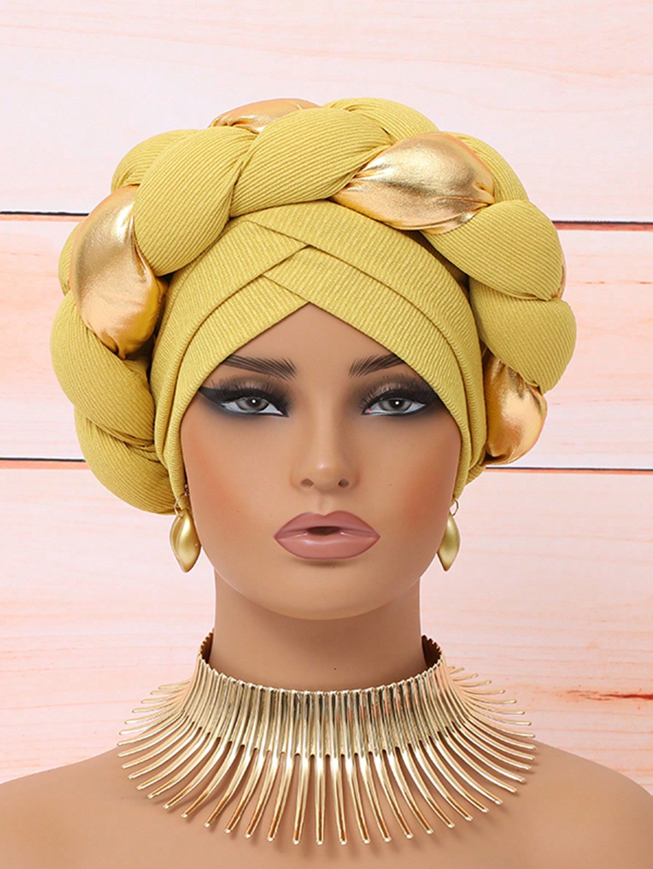 Chic European & American Double-Layer Knitted Hat with Golden Braid one-size / Black one-size / Blue 