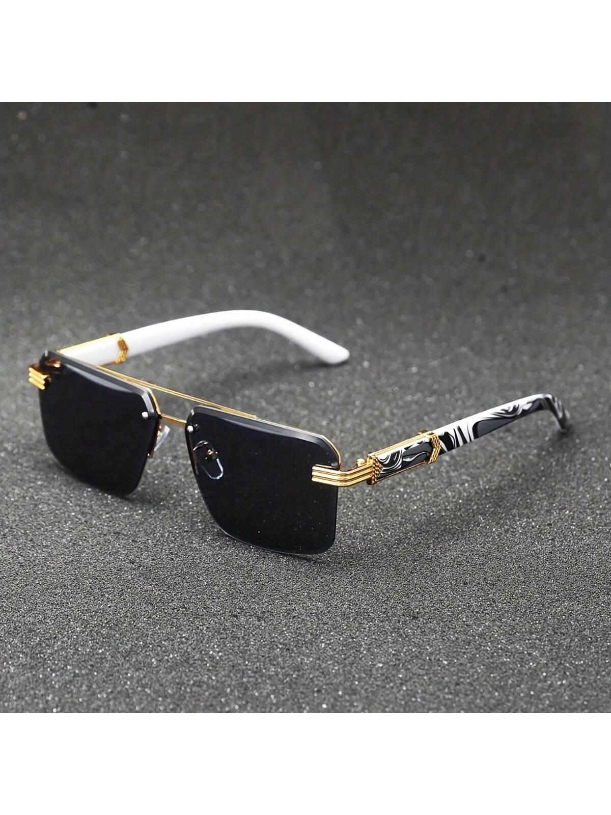 Trendy Rimless Double Bridge Sunglasses for Men - Bold Big Frame Shades