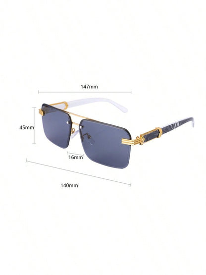 Trendy Rimless Double Bridge Sunglasses for Men - Bold Big Frame Shades