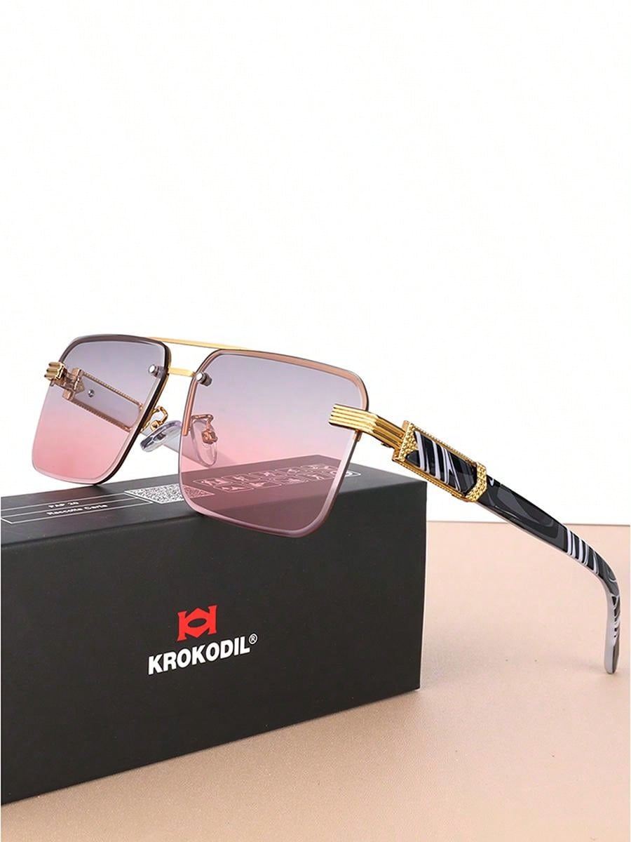 Trendy Rimless Double Bridge Sunglasses for Men - Bold Big Frame Shades