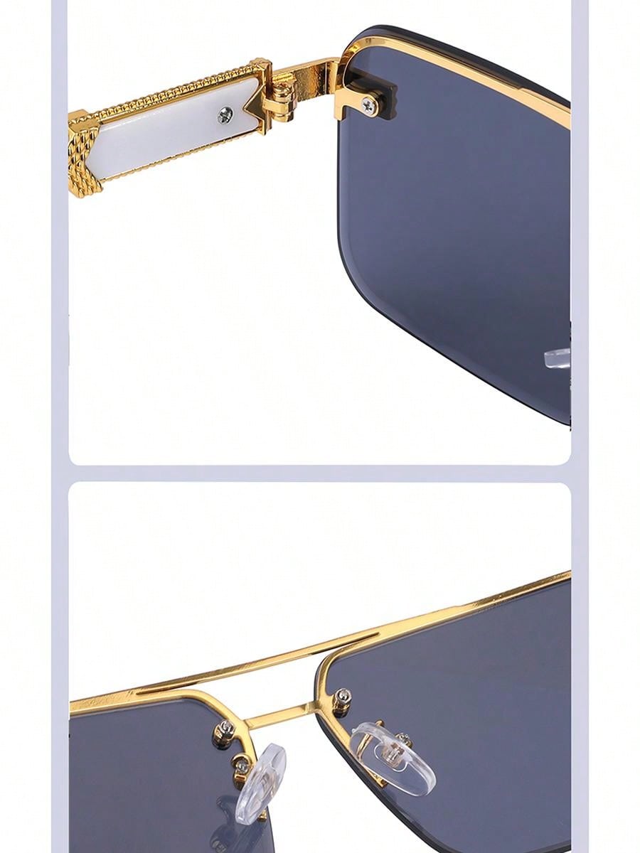 Trendy Rimless Double Bridge Sunglasses for Men - Bold Big Frame Shades