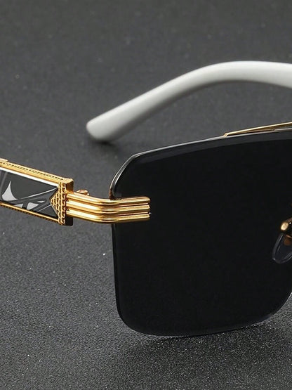 Trendy Rimless Double Bridge Sunglasses for Men - Bold Big Frame Shades