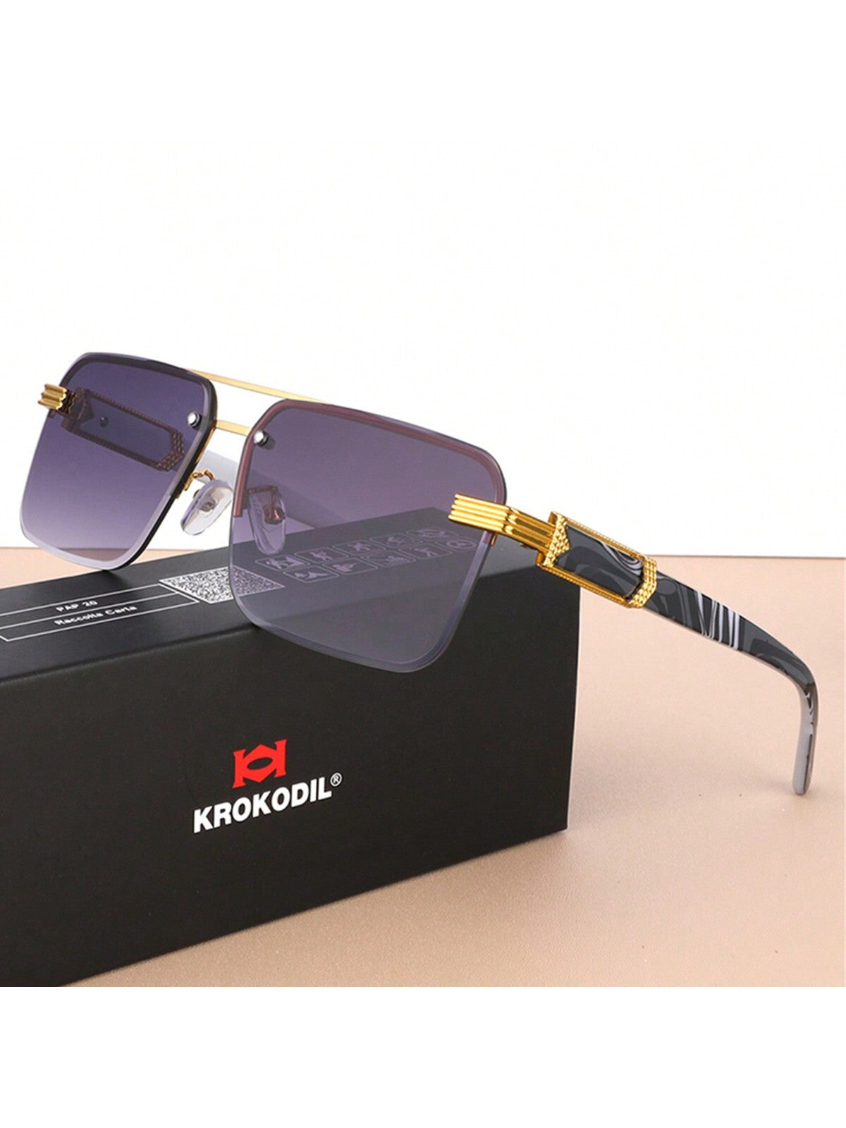 Trendy Rimless Double Bridge Sunglasses for Men - Bold Big Frame Shades