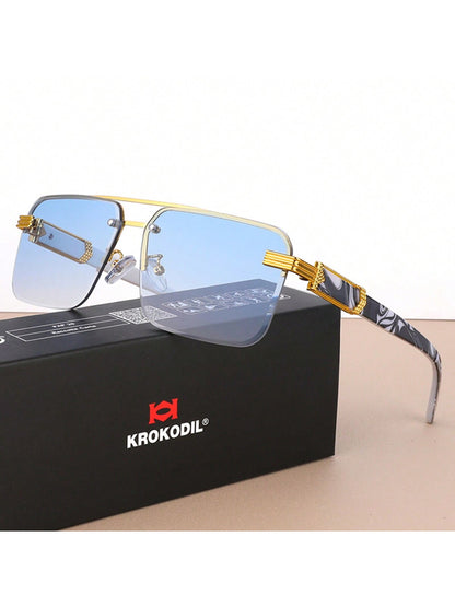 Trendy Rimless Double Bridge Sunglasses for Men - Bold Big Frame Shades