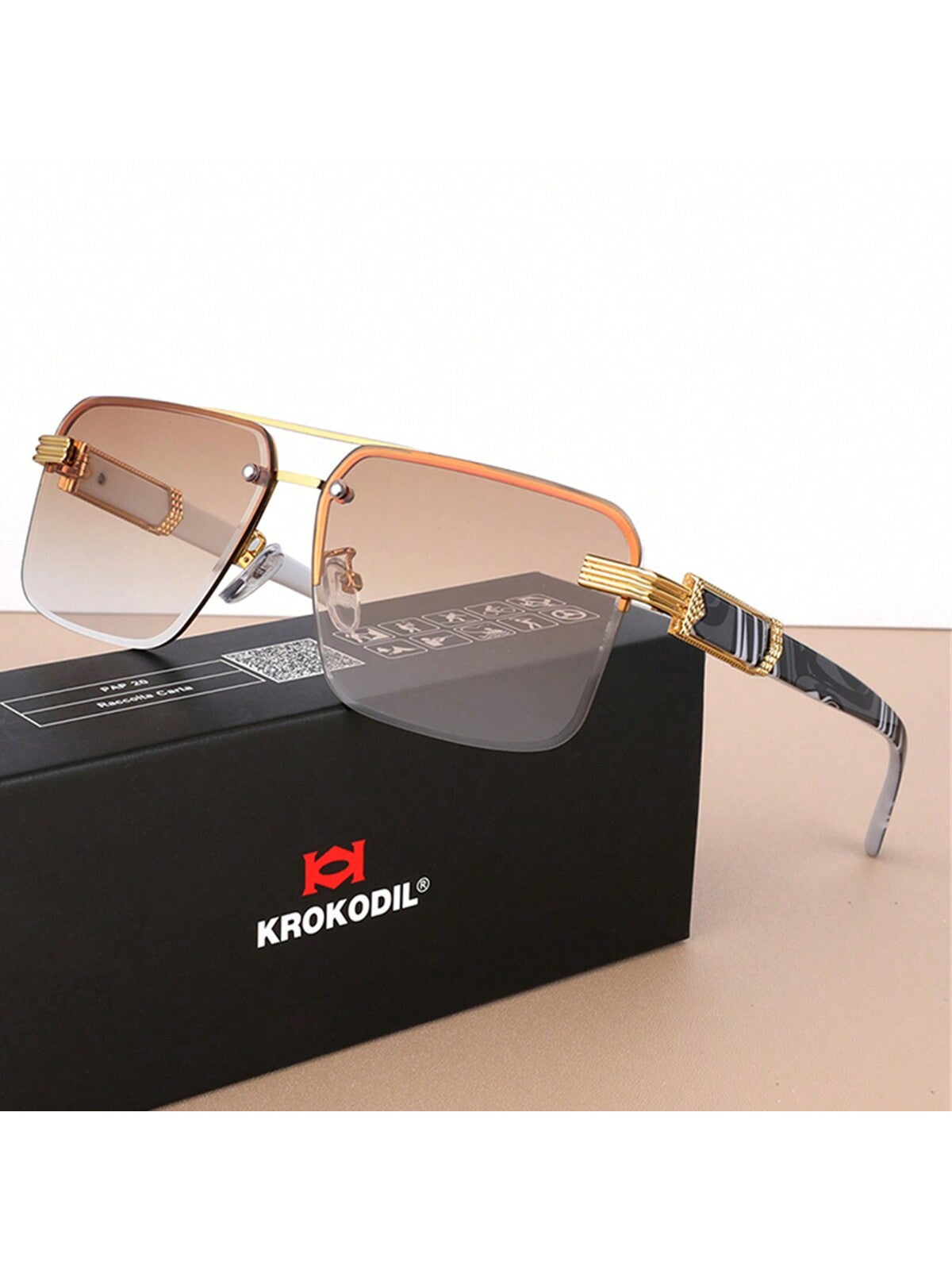 Trendy Rimless Double Bridge Sunglasses for Men - Bold Big Frame Shades