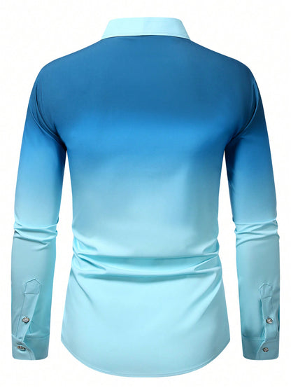 Summer Gradient Long Sleeve Business Shirt for Men - Stylish Travel Essential