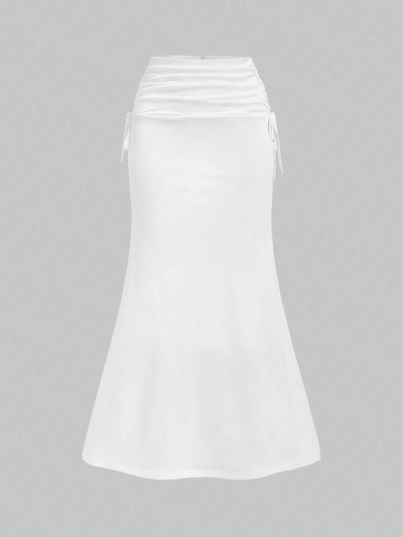 Van Gogh-Inspired Fish Tail Knitted Skirt for Women White