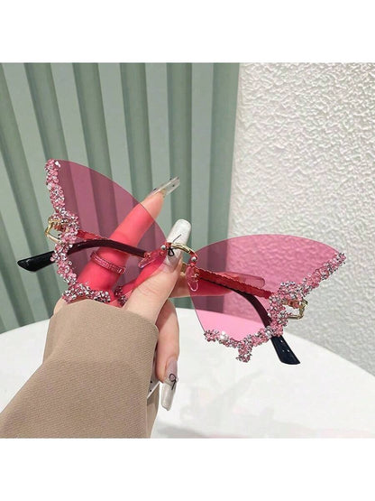 Chic Rhinestone-Embellished Butterfly Sunglasses for Effortless Elegance