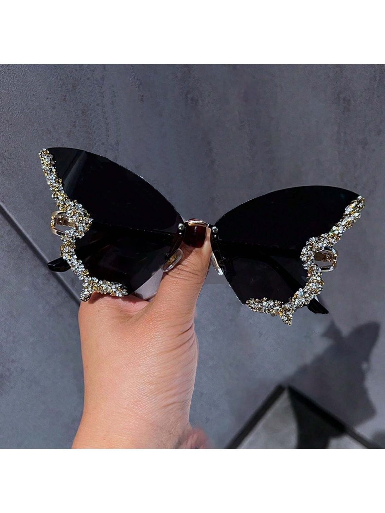 Chic Rhinestone-Embellished Butterfly Sunglasses for Effortless Elegance