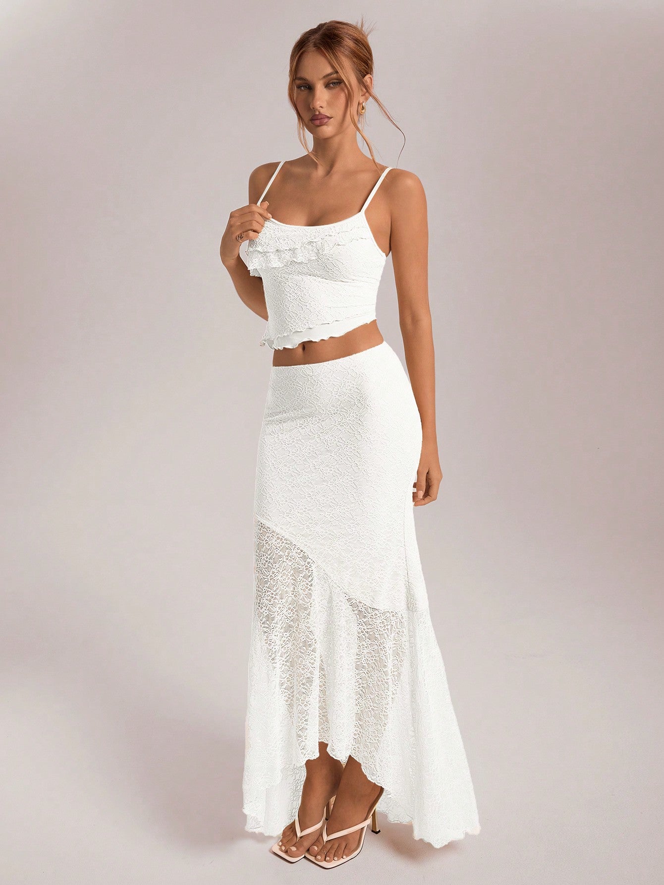 Chic Asymmetrical Lace & Ruffled Skirt 2-Piece Set White / XS White / S White / M White / XS-White / S-White / M-White / L-Red / XS-Red / S-Red / M-Red / L-Khaki / XS-Khaki / S-Khaki / M-Khaki / L-Brown / XS-Brown / S-Brown / M-Brown / L-Baby Pink / XS-Baby Pink / S-Baby Pink / M-Baby Pink / L-Baby Blue / XS-Baby Blue / S-Baby Blue / M-Baby Blue / L-Green / XS-Green / S-Green / M-Green / L-Apricot / XS-Apricot / S-Apricot / M-Apricot / L-Apricot / XL-