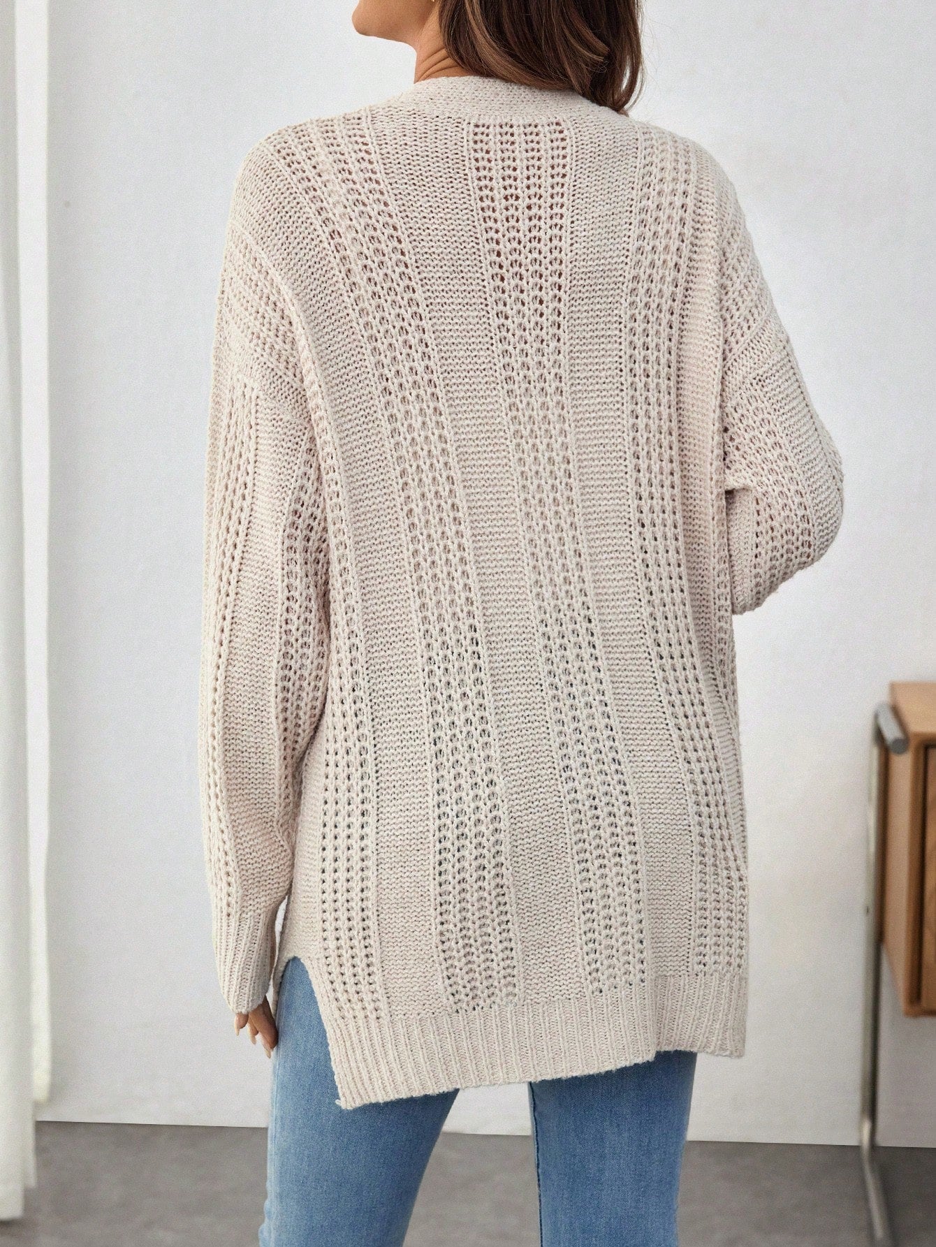 Loose Casual Semi-Sheer Long Sleeve Maternity Sweater Jacket for Winter