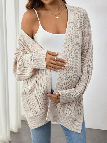 Loose Casual Semi-Sheer Long Sleeve Maternity Sweater Jacket for Winter