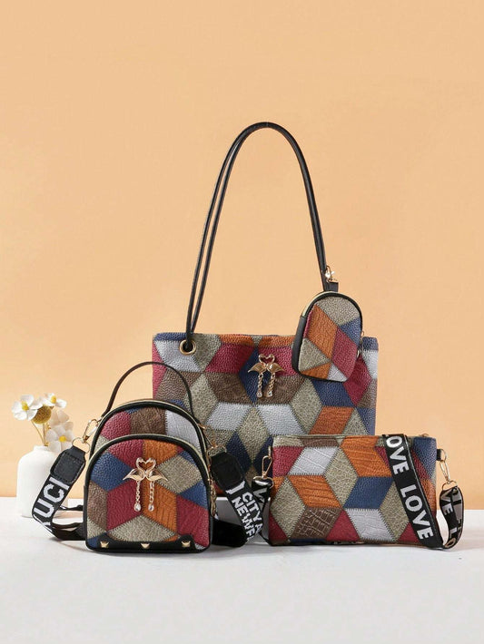 Chic Dual-Style Tote and Crossbody Bag for Effortless Fashion Grey Black Pink Grey-Black-Pink-Black-2-Multicolor-Black-3-White-Black-4-Burgundy-Black-5-Multicolor-6-