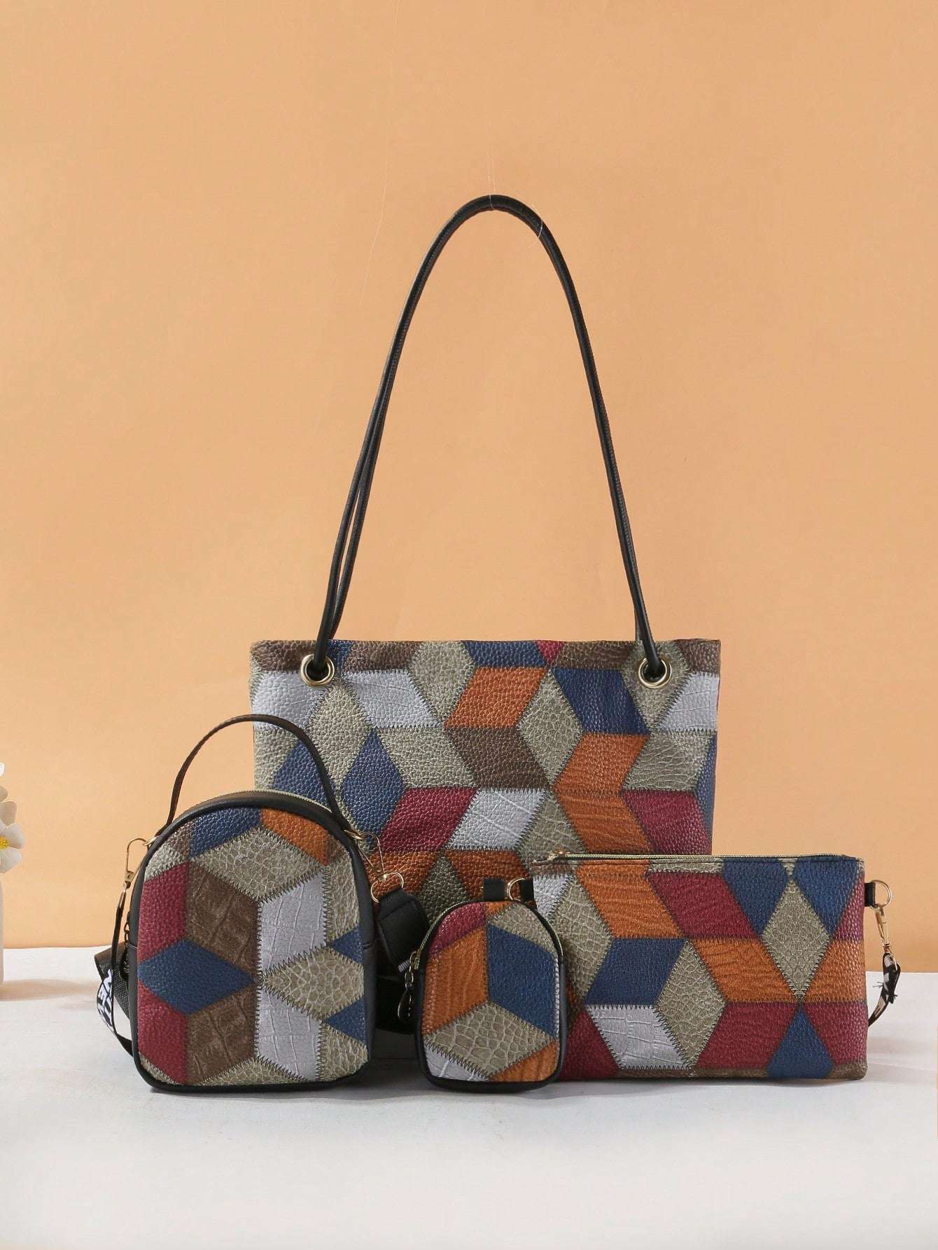 Chic Dual-Style Tote and Crossbody Bag for Effortless Fashion Grey Black Pink Grey-Black-Pink-Black-2-Multicolor-Black-3-White-Black-4-Burgundy-Black-5-Multicolor-6-