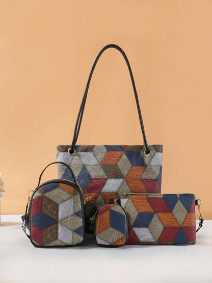 Chic Dual-Style Tote and Crossbody Bag for Effortless Fashion Grey Black Pink Grey-Black-Pink-Black-2-Multicolor-Black-3-White-Black-4-Burgundy-Black-5-Multicolor-6-