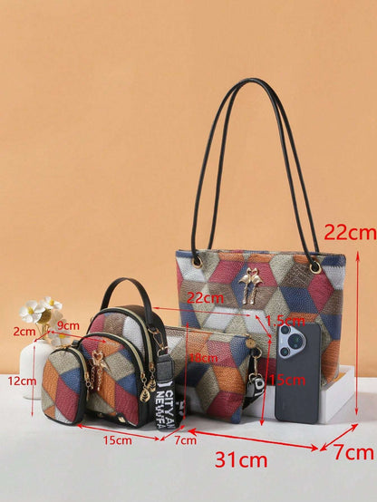 Chic Dual-Style Tote and Crossbody Bag for Effortless Fashion Grey Black Pink Grey-Black-Pink-Black-2-Multicolor-Black-3-White-Black-4-Burgundy-Black-5-Multicolor-6-