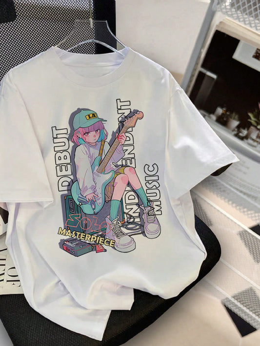 Adorable Cartoon Graphic Tee for Teen Girls - Perfect for Spring & Summer!