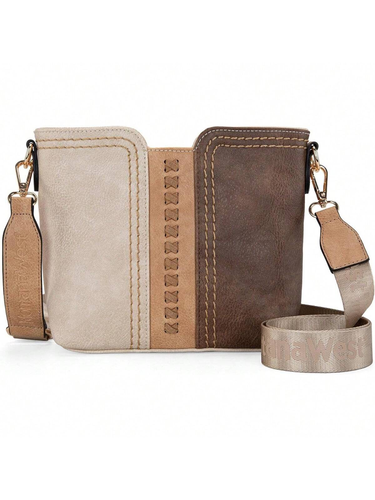 Montana West Stylish Guitar Strap Crossbody Bag for Women - Trendy & Versatile Handbag Amber Brown Pastel Green 