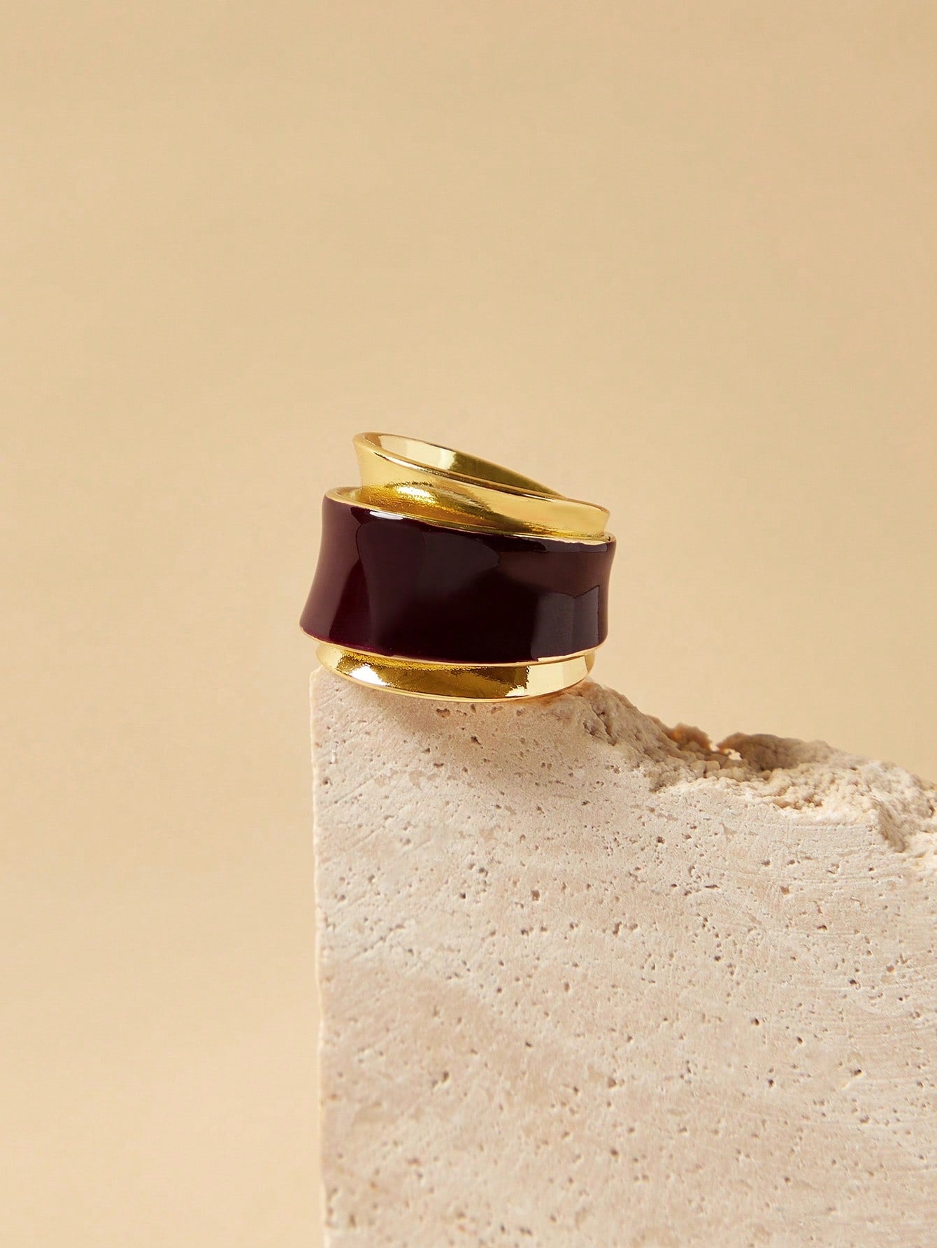 Vintage Double Layer Open Ring in Rich Chocolate Color one-size one-size-