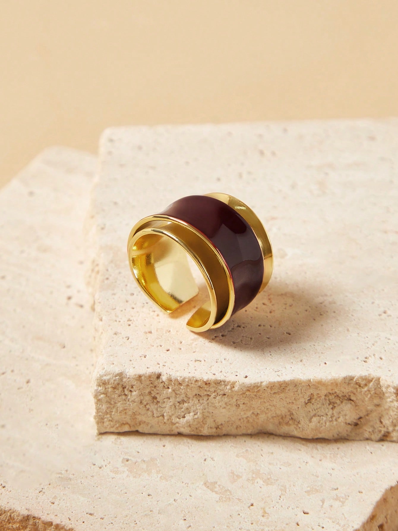 Vintage Double Layer Open Ring in Rich Chocolate Color one-size one-size-