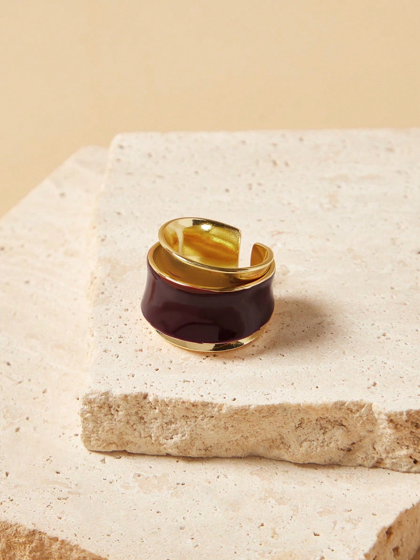 Vintage Double Layer Open Ring in Rich Chocolate Color one-size one-size-