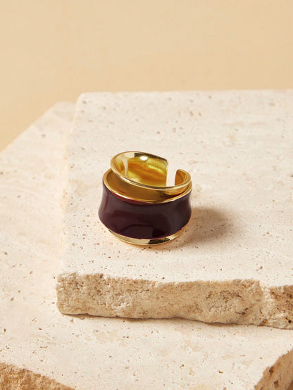 Vintage Double Layer Open Ring in Rich Chocolate Color one-size one-size-