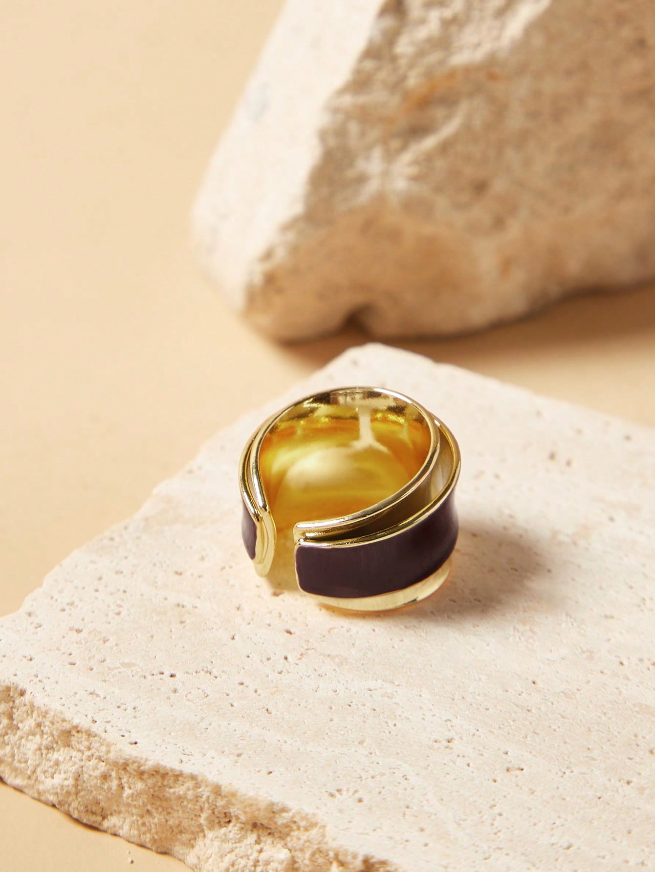 Vintage Double Layer Open Ring in Rich Chocolate Color one-size one-size-