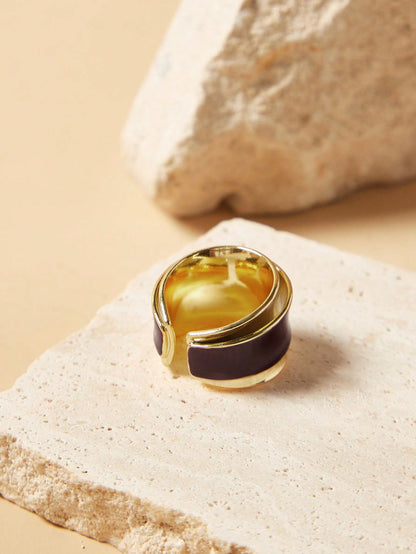 Vintage Double Layer Open Ring in Rich Chocolate Color one-size one-size-
