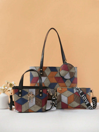 Chic Dual-Style Tote and Crossbody Bag for Effortless Fashion Grey Black Pink Grey-Black-Pink-Black-2-Multicolor-Black-3-White-Black-4-Burgundy-Black-5-Multicolor-6-