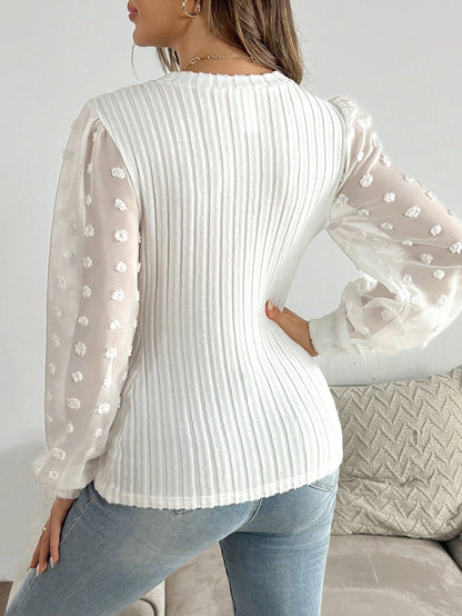 Maternity Swiss Dot Patchwork Long Sleeve T-Shirt for Every Season