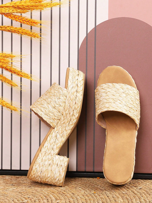 Chic Summer Espadrille Platform Sandals – Stylish Open-Toe Wedge Slides for Beach Adventures