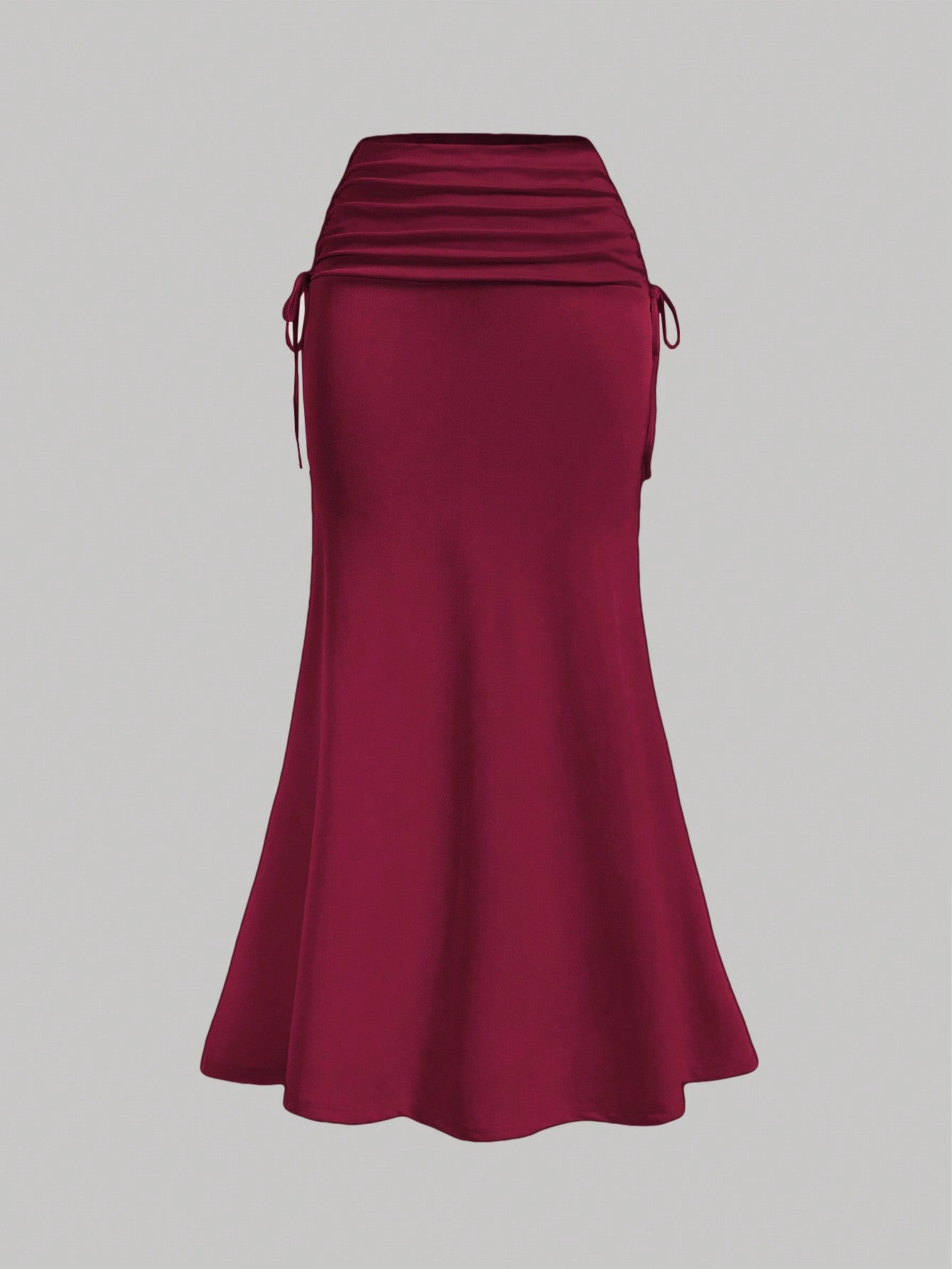 Van Gogh-Inspired Fish Tail Knitted Skirt for Women Burgundy